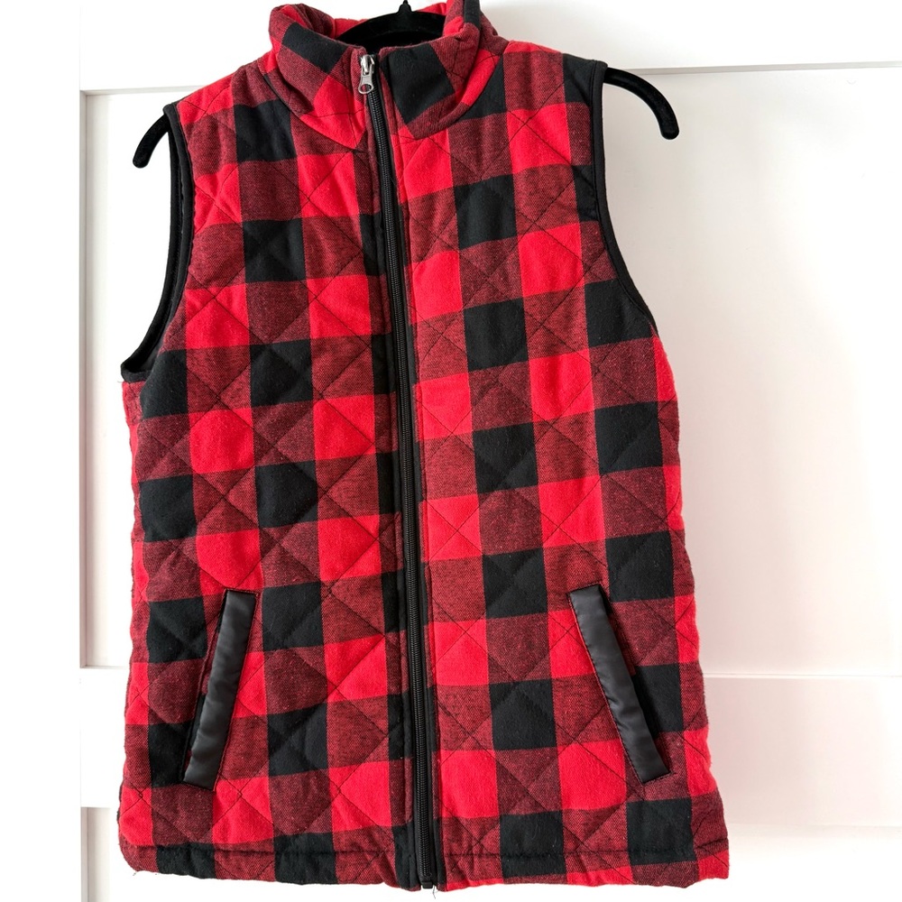 Pink Lily Red and Black Plaid Vest